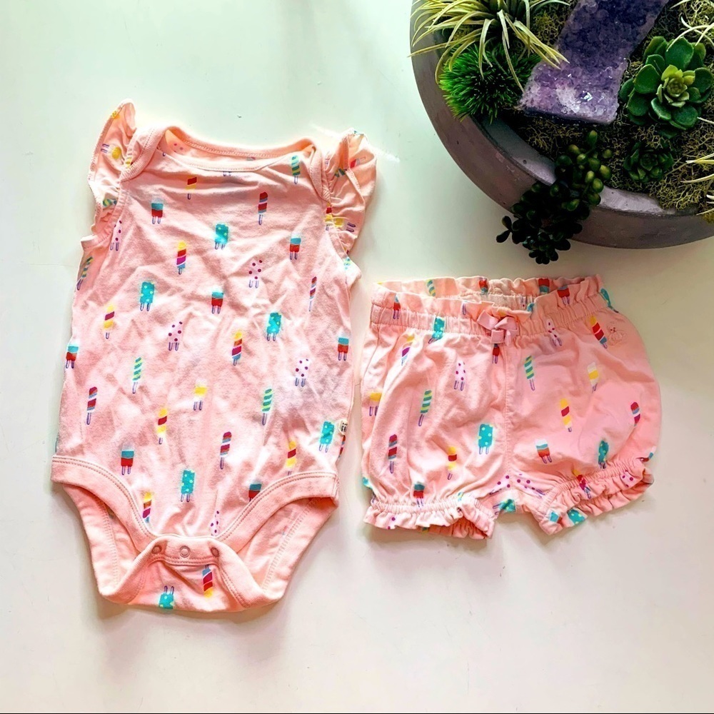 Baby Gap Summer pink popsicle onesie shorts 3-6 m